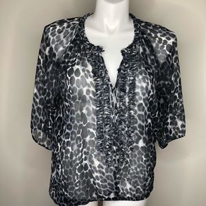 Express Animal Print Sheer Blouse Size Large